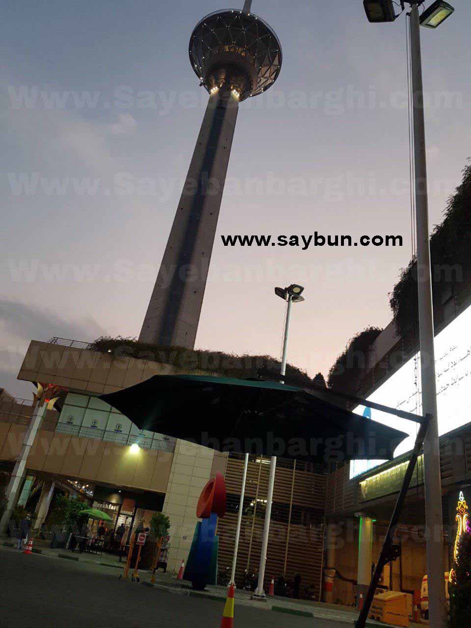 نصب سایبان چتری در محل نگهبانی - برج میلاد تهران سایبان متین